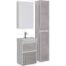 Тумба LEMARK COMBI 50 см под раковину, подвесная/напольная, 2 ящика, фасад Бетон, корпус белый глянец LM03C50T-Beton